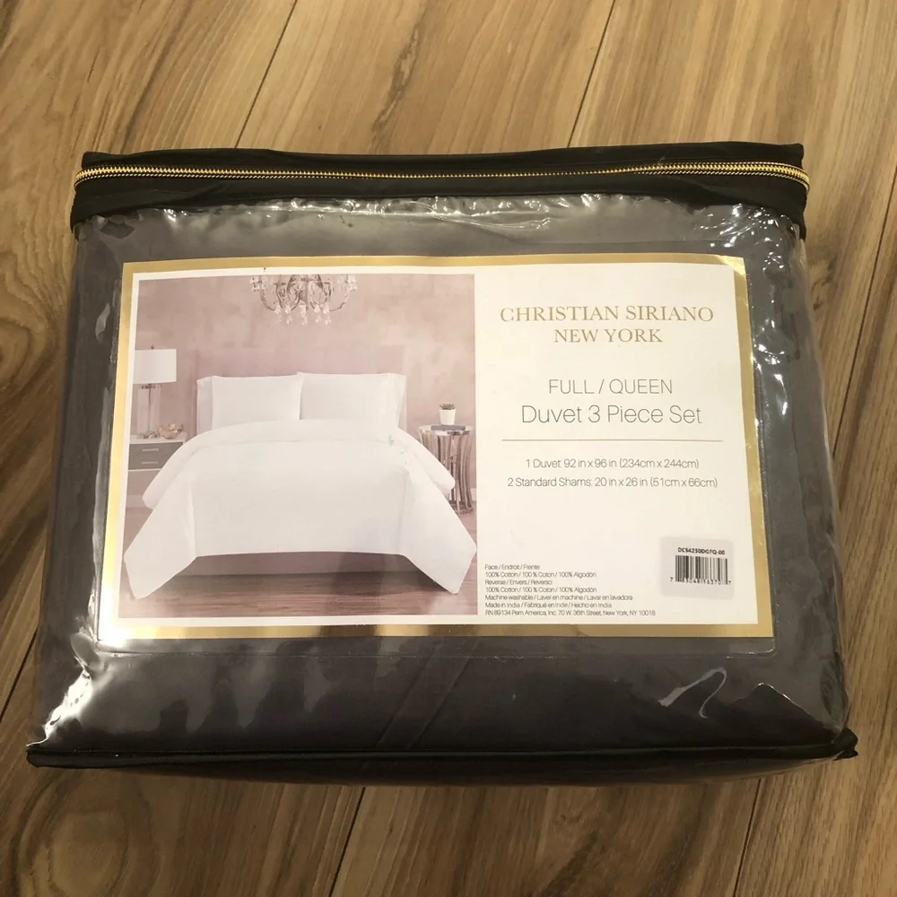 Christian Siriano NY 3 Piece Full/Queen Duvet Set-Dark Gray